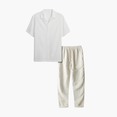 Herren Sommer Schlafanzug Set mit Kurzarmhemd und langer Hose