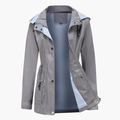 Langer Trenchcoat mit Kapuze für Damen