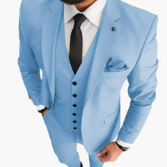 Slim Fit Anzug Set - Herrenanzug 3-teilig für Hochzeit Event in Hellblau