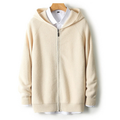 Kenton - Zip-Hoodie - Minimalistischer Rippstil in Beige