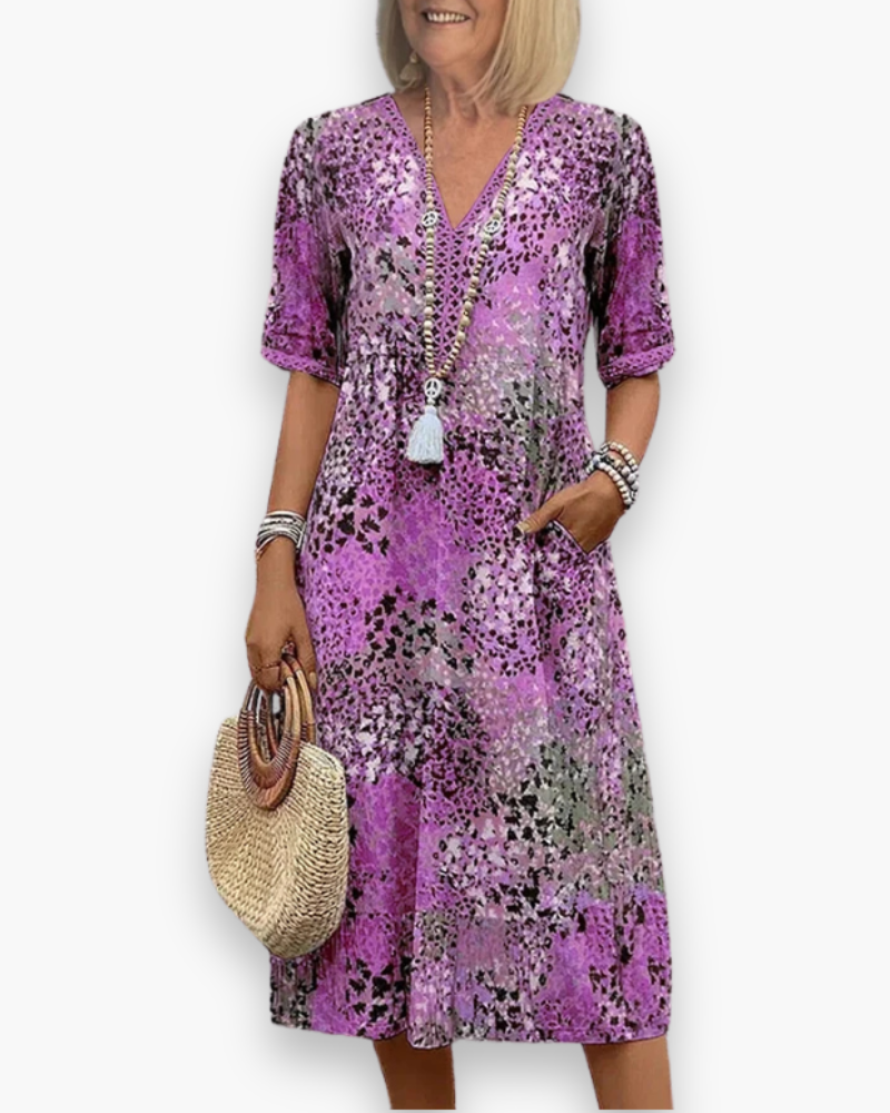 Damen Lebhaftes Midi Kleid | Stilvoll