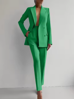 Mariza – Blazer und Bundfaltenhose-Set in Grün