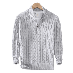Pullover Herren Mit Reißverschluss | Strickjacke Mit Kabelmuster in Grau
