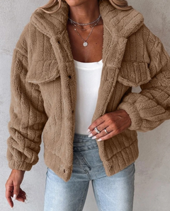 Teddy Damen Jacke Kurz | Kuschelig Stylisch in Braun