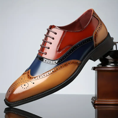 Farlon - Oxford-Brogue-Schuhe in Zweifarbige