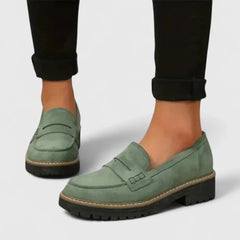 Michaela | Damen Slip-On Chunky Loafer Schuhe in Grün