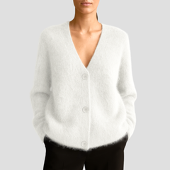 Weide | Gemütlicher Knopf-Cardigan in Weiß