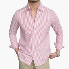 Old Money Herren - Hemd mit klassischem Streifenmuster in Rosa