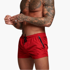 Schnelltrocknende Shorts - für Herren mit Stretch & Zipper in Rot