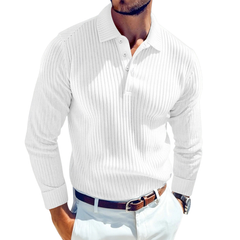 Daniel | Retro-Polo Herren stilvoll gestrickt mit Rippstruktur in Weiß