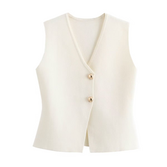 Tenley - Modische Strickweste für Damen in Beige