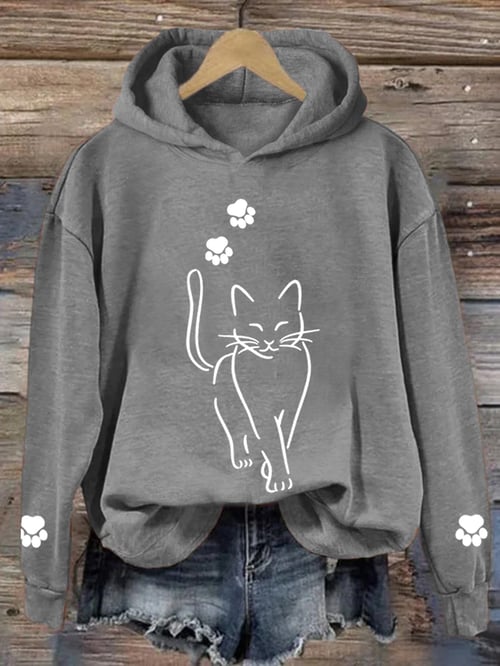 Kapuzenpulli mit Katzenmotiv für Frauen