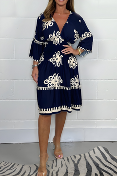 ALIRA - Sommerliches Boho-Kleid in Marineblau (Fast ausverkauft)