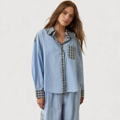 Isabella | Relaxed Pyjama-Set Damen stilvoll getragen in Blau