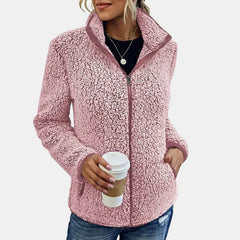 Claudia | Damen Lässige Reißverschluss Fleecejacke in Rosa