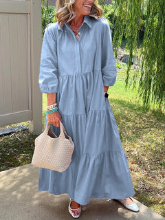 Amara | Maxi Kleid aus Baumwolle für den Alltag in Blau