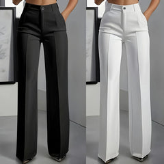 Damen-Anzughose mit hoher Taille in Beliebtes Set: Schwarz+Weiß