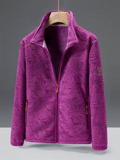 Damen-Fleecejacke mit durchgehendem Reißverschluss | Outdoor-Jacke mit Rollkragen in Rot