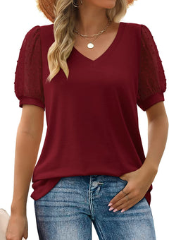 Pia®️™ | Elegante Bluse mit Puffärmeln in Bordeaux