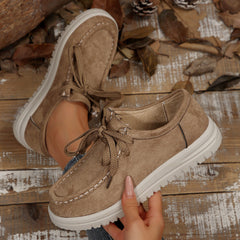 Damen Vintage Schnür-Mokassinschuhe in Khaki