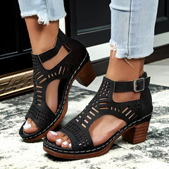 Yolanda | Leicht Blockabsatz Sandalen in Schwarz