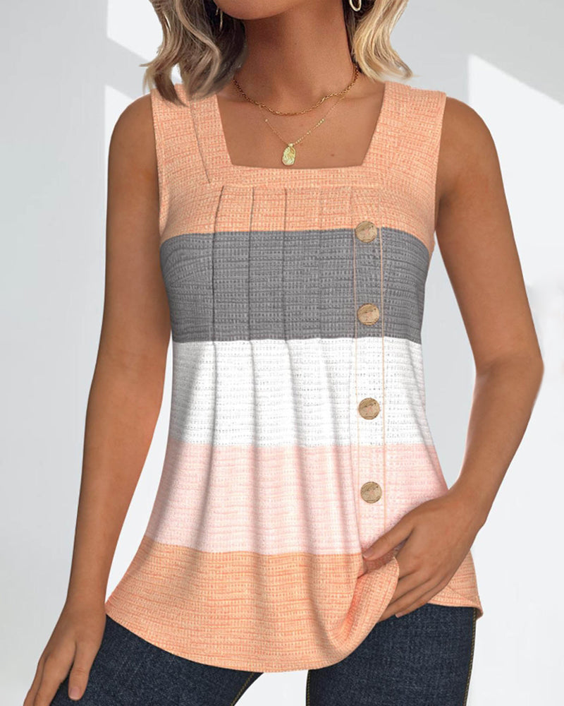 ROMA - Gestreiftes Tanktop mit Knöpfen