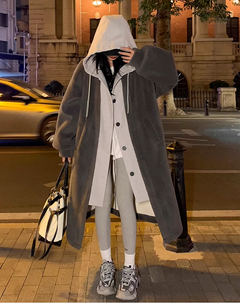 Marisol - Stilvolle Kapuzenjacke mit Zweifarbdesign & Knopfverschluss in Grau