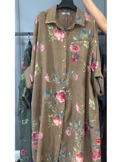 Jovie - Premium-Hemdblusenkleid aus Leinen in Camel