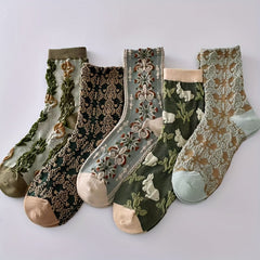 Nina | Vintage Socken in Fünfer-Pack gemischte Farben