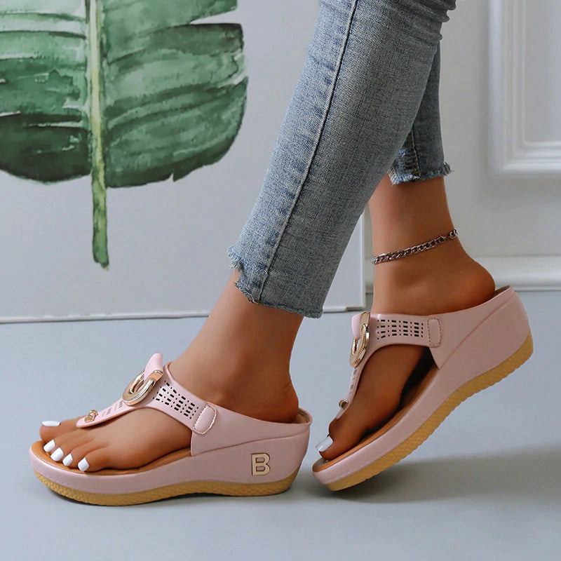 Alberte – Sommer-Keilabsatzschuhe – Offene Zehenpartie