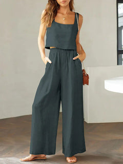 Sofia | Komfortables Damen Set aus Top und Hose in Dunkelblau