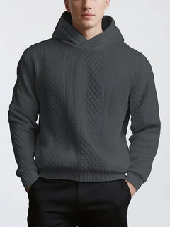 Karah - Langärmeliger Strick Kapuzenpullover in Grau