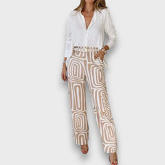 Vianne – Sommer-Set mit lockerer Hemdbluse in Beige