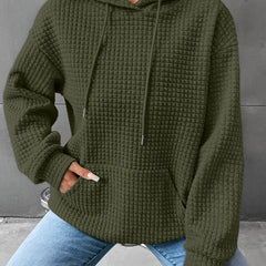 Léana™ | Texturiertes Kapuzen-Sweatshirt mit langen Ärmeln in Armeegrün