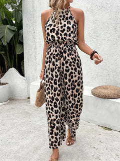 Lita – Neckholder-Jumpsuit mit Leopardenmuster in Leopard