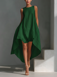 Elvina - Luftiges Midikleid aus Leinen in Grün