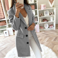 Trine - Warme und bequeme lange Jacke in Grau