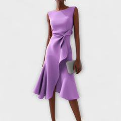 Zandelle | Asymmetrisches Midi-Kleid mit Drapierung in Lila