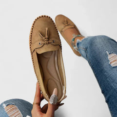 Stella | Gummisohle Flache Sohle Ballerinas in Karamell Braun