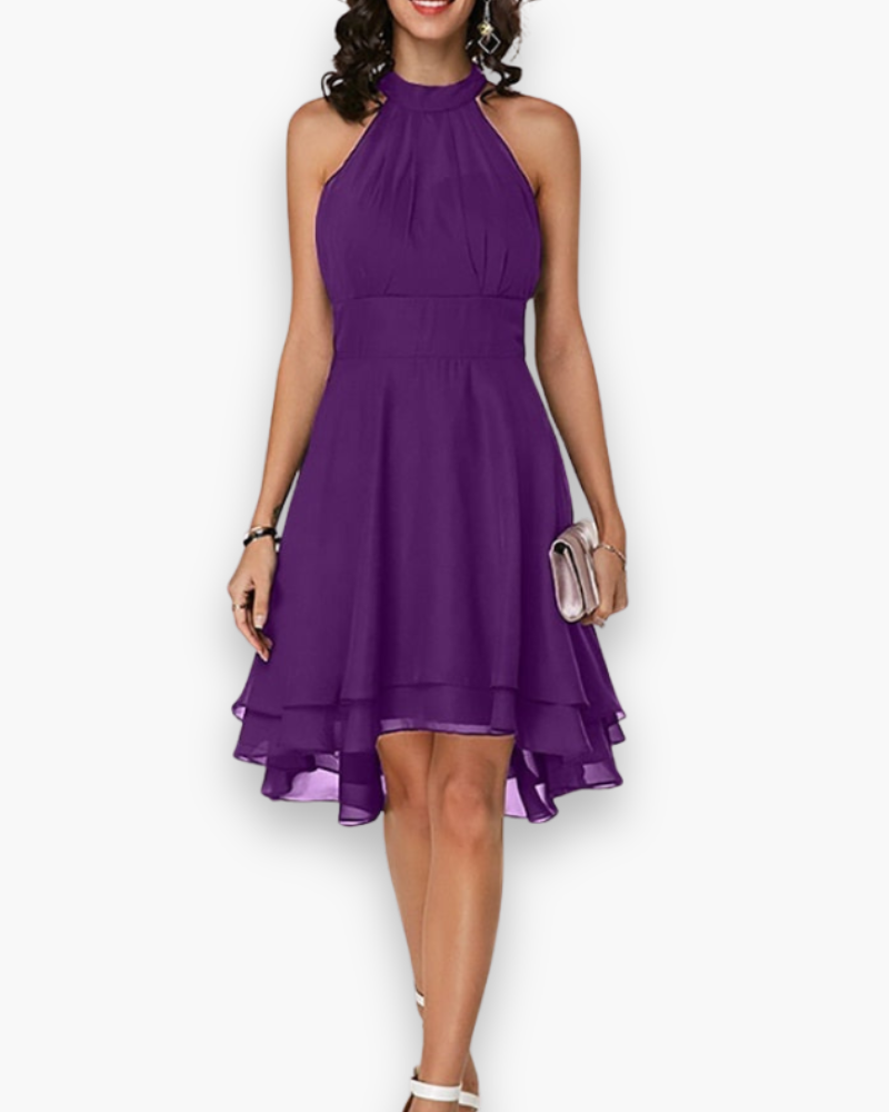 Damen Elegantes Rüschendes Kleid | Midi Festliches Kleid für Hochzeitsgast