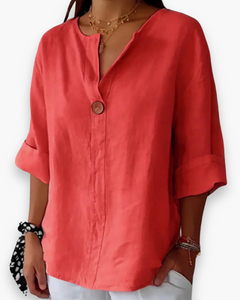 Damen Lässige V-Ausschnitt Bluse | Elegant in Rot