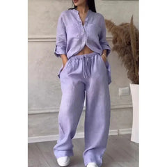 Kelen™ | Urban Stilvolles Hemd und Hosen-Set in Lila