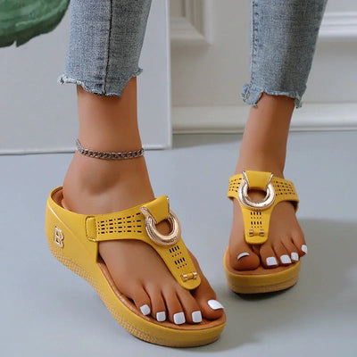 Alberte – Sommer-Keilabsatzschuhe – Offene Zehenpartie