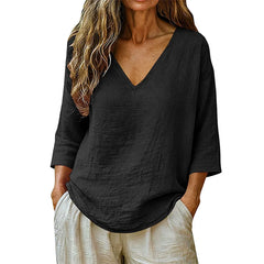 Rhianna - Elegante Bluse mit V-Ausschnitt in Schwarz