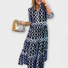 Loradia – Midikleid mit Kettenprint in Schwarz