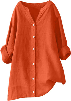 Aurélie™ | Fließendes Langarmhemd in Orange
