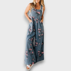 Tivola – Weit geschnittener Blumen-Denim-Overall in Blau