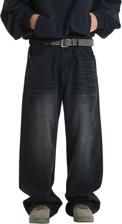 Marcel | Modische Baggy Jeans mit Weitem Bein in Schwarz