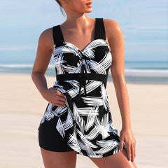 Lily | 2-teiliges Hochgeschnittenes Bikini mit Streifenmuster in Schwarze Streifen