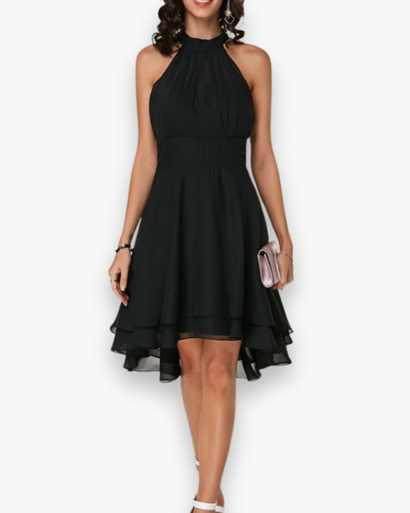 Damen Elegantes Rüschendes Kleid | Midi Festliches Kleid für Hochzeitsgast